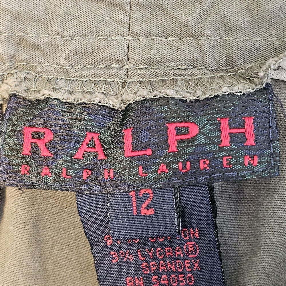 RALPH Ralph Lauren Vintage Capri Pants Pockets Logo Drawstring Green Cotton‎ 12 - Picture 11 of 16